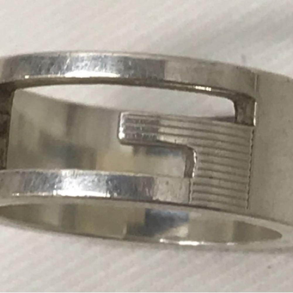 GUCCI Vintage Silver G Motif Ag 925 Ring Size 5.5 approximately